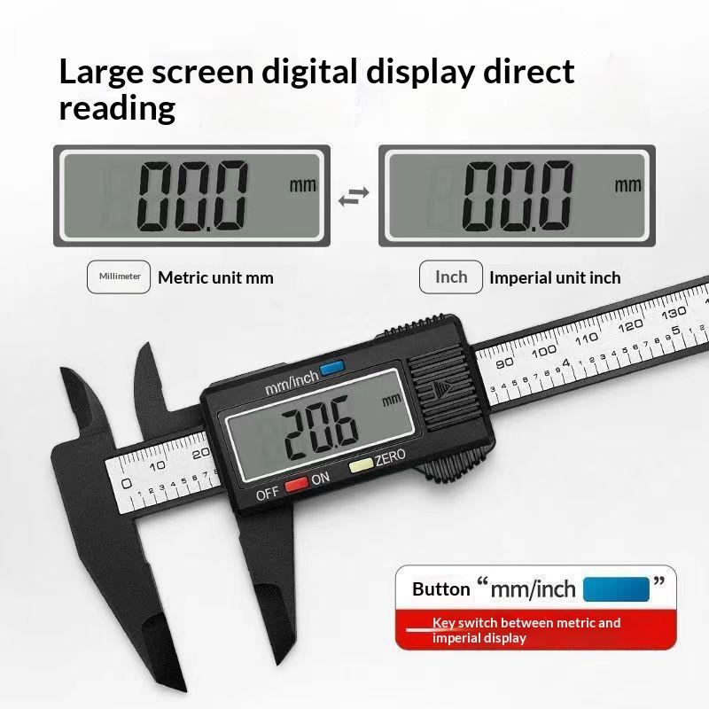 6 Zoll Digitale Schieblehre 0-150 mm LCD Elektronische Schieblehre, Kohlefaser Messschieber Höhenmesswerkzeuge Messinstrumente Mikrometer