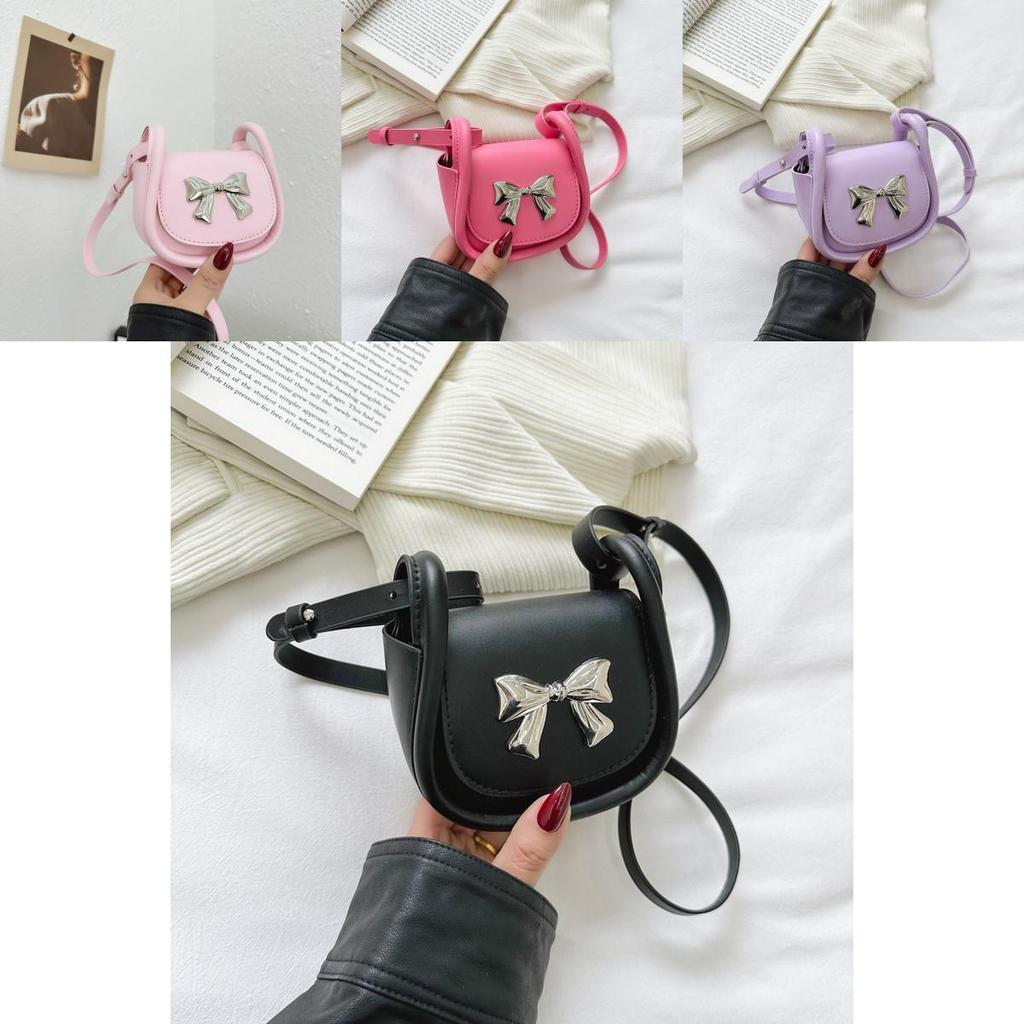 Cute Mini Crossbody Bag For Kids And Adults Stylish Bowknot Shoulder Bag Lightweight Pu Material