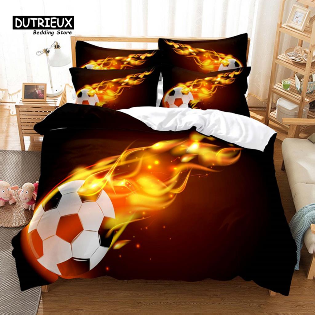 Sports Football Bedding Set, 3Pcs Duvet Cover Set, Soft Comfortable Breathable Duvet Cover, For Bedroom Guest Room Decor