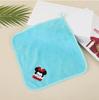 Baby Embroidery Cartoon Small Square Towel Coral Fleece Children's Towel Soft and Quick-drying Kindergarten Face Wash Hand Towel