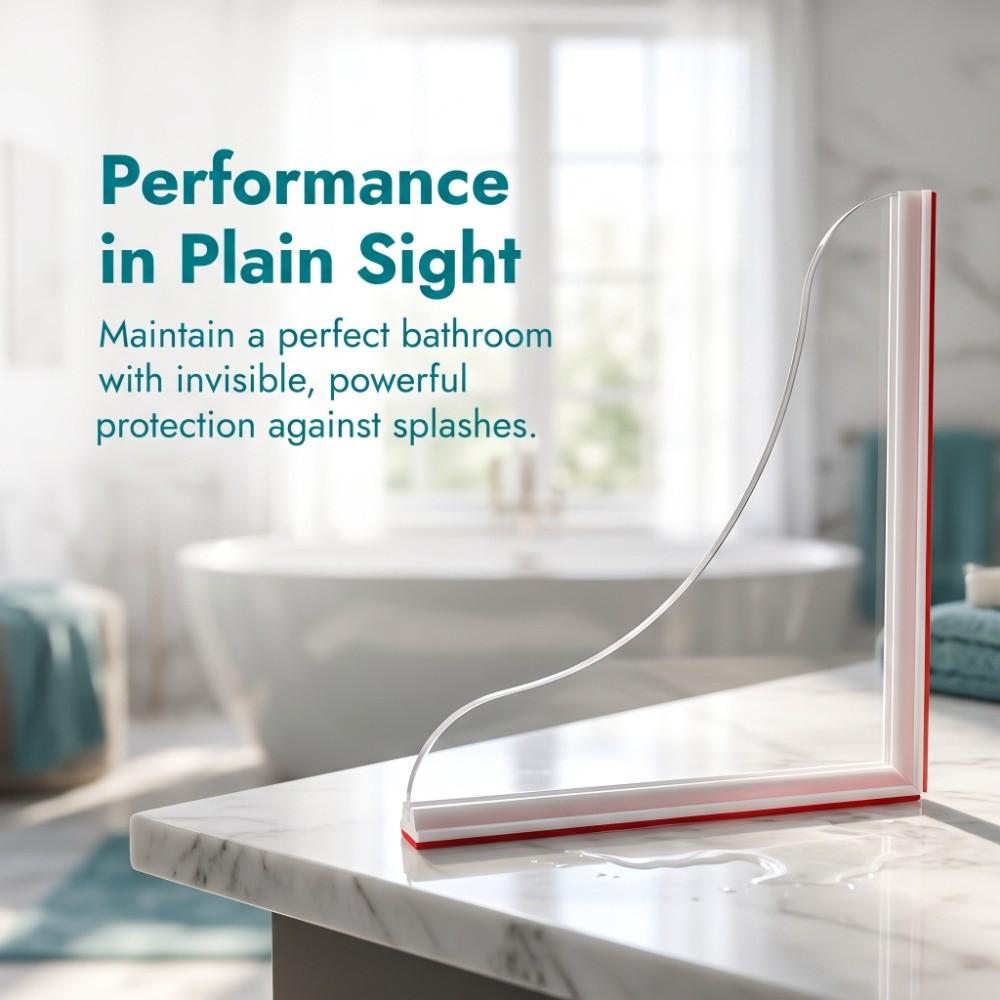 2Pcs Transparent Shower Splash Guard Self-Adhesive Baffle Plate Nail-Free Water Barrier Strip  Sink