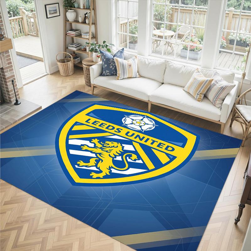 Leeds United Design Kristall Samt Teppich Gemütlich Nicht?Rutschfester Teppich mit Aufdruck für Schlafzimmer Wohnzimmer Eingang