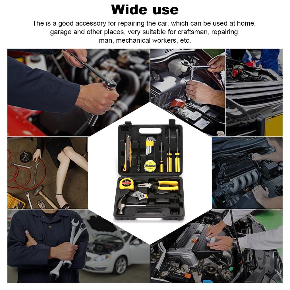 16 Pieces Car Repair Tools Set Ratchet Spanner Screwdriver Outdoor Carrying Metal Automobile Repairing Plier Accessories
