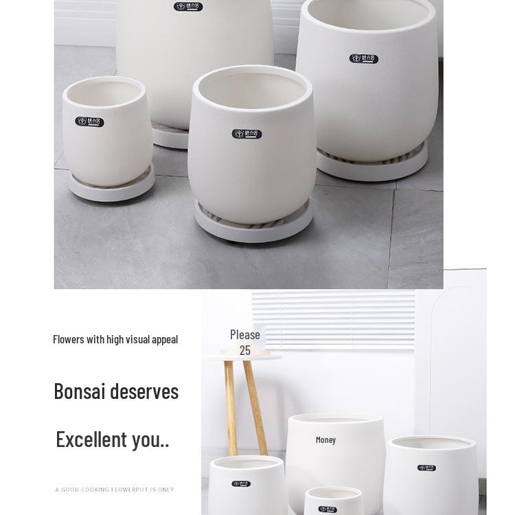 Zhihuiju Minimalist Large Round Resin Plant Pot for Indoor & Outdoor Use