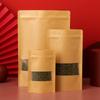 50/100pcs kraft paper zipper lock window bag brown re-sealable stand-up pouch coffee bean wedding festival food packaging