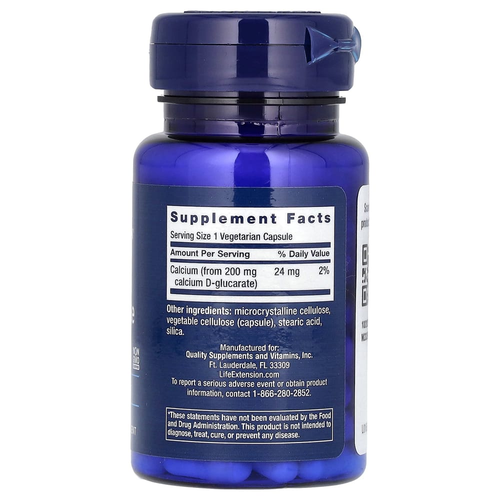 Life Extension Calcium D-Glucarate 200mg, 60 Veggie Capsules
