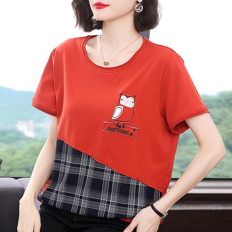 

2022 Stylish Summer Jeans Two-Piece Suit for Middle-Aged Women: Casual, Fashionable, Age-Reducing Attire 4XL красный