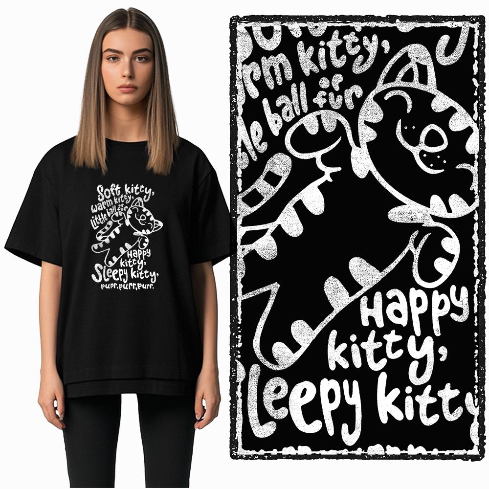 Coolmind DB 100% Baumwolle Katzenprint Exklusiver Grafik Damen T-Shirt Cooles SCHWARZES Damen T-Shirt Übergröße T-Shirt für Damen T-Shirt
