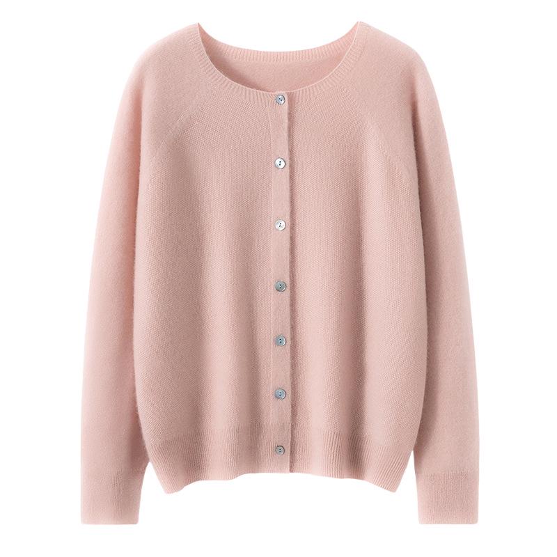 Lekasha Women's 100% Pure Cashmere Round Neck Single-Breasted Cardigan: Simple & Versatile