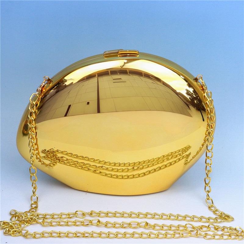 The New Acrylic Shiny Metallic Goose Egg Box Shiny Shell Banquet Shiny Elegant Design Clutch