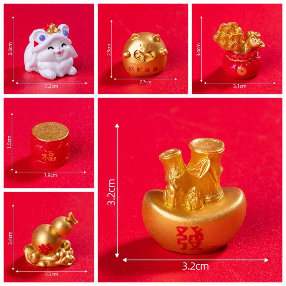 Mini New Year Statue Chinese Style Desktop Decor Cartoon Landscape Ornaments  Desktop