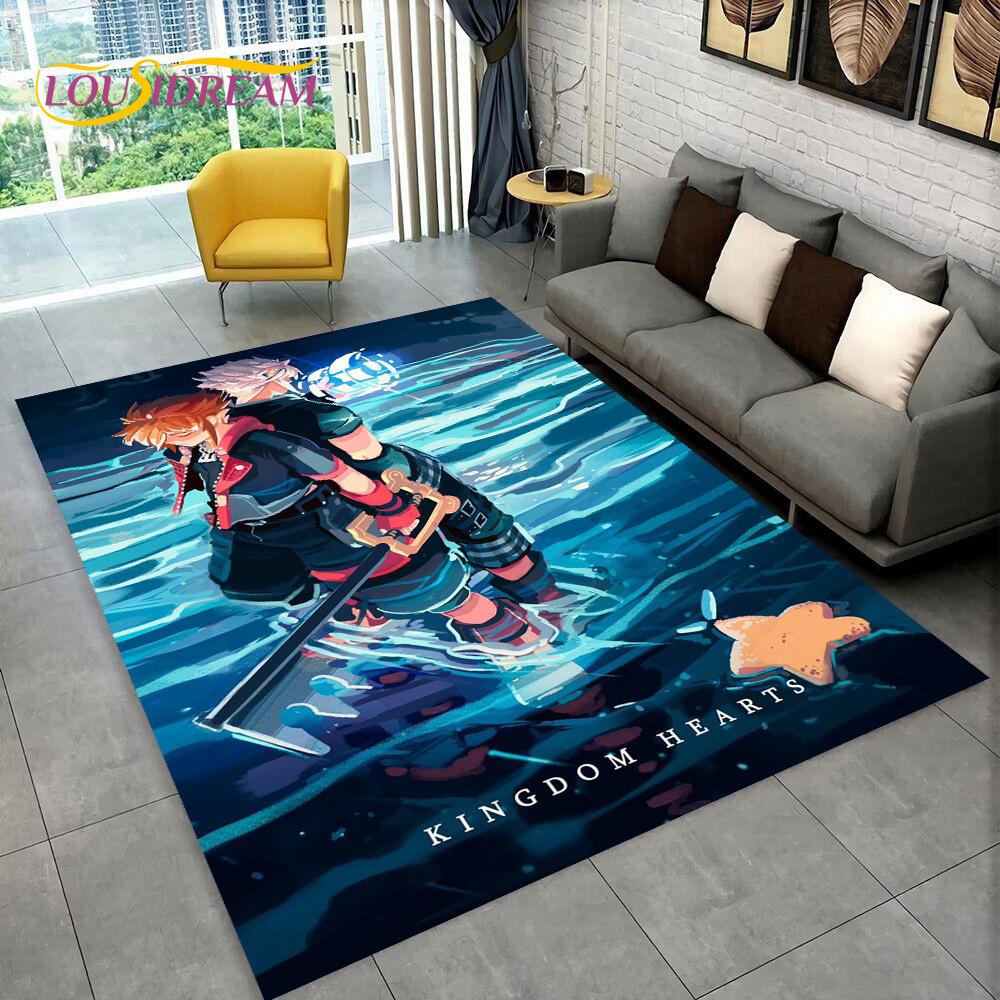 3D Cartoon Kingdom Hearts Game Carpet Rug for Home Living Room Bedroom Sofa Doormat Decor,kids Play Area Rug Non-slip Floor Mat