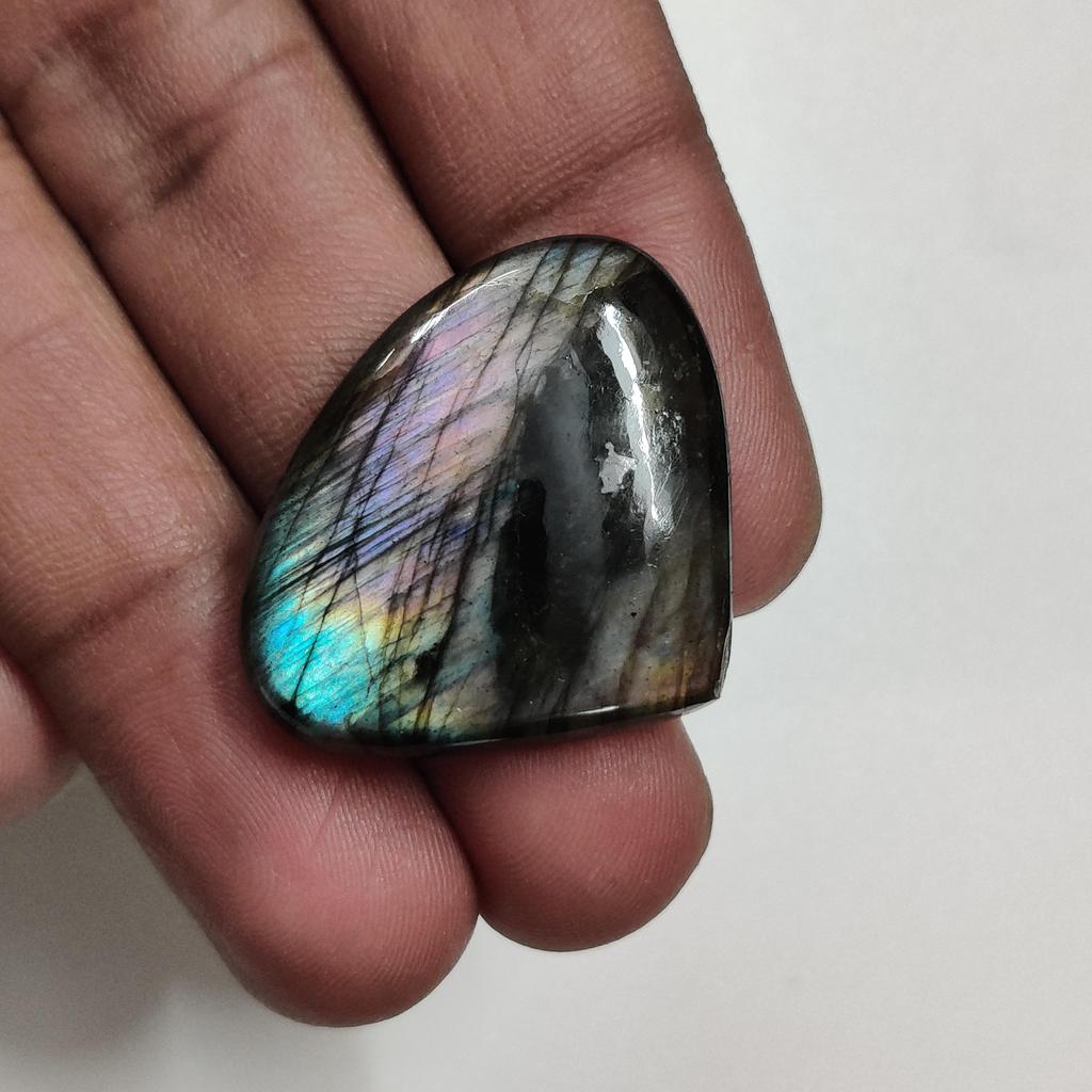 48.25 Carat, Multi Flashy Labradorite Cabochon Gemstone, 33x27x7 MM Size.