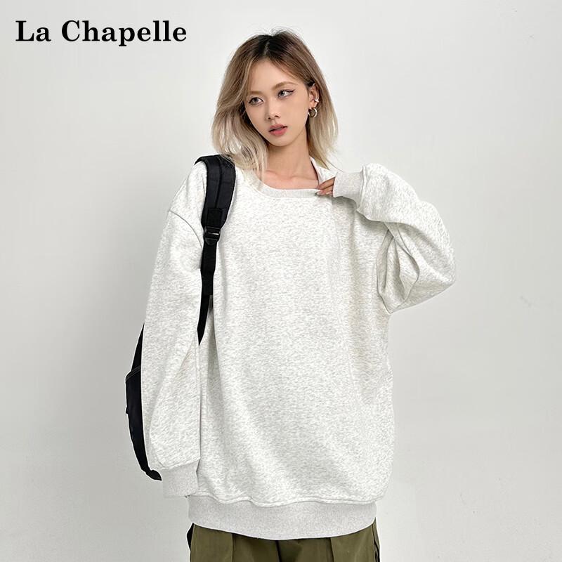La Chapelle American Style Unlined Drop Shoulder Round Neck Sweatshirt