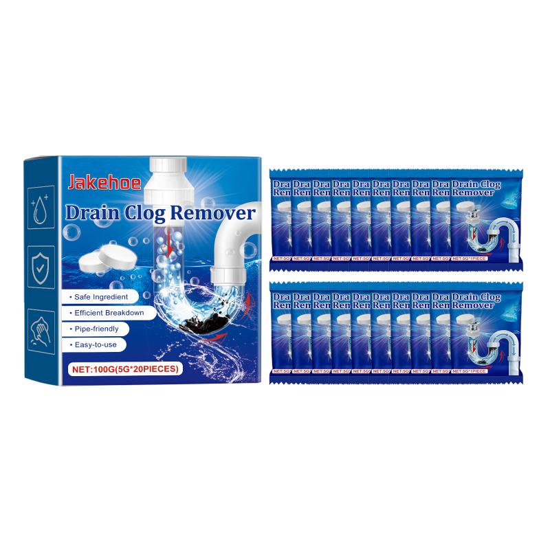 Sewer Pipe Drain Cleaner Tablets Effervescent Action for Blocked Bathroom and Kitchen Drains Safe Formula Deep Cleaning