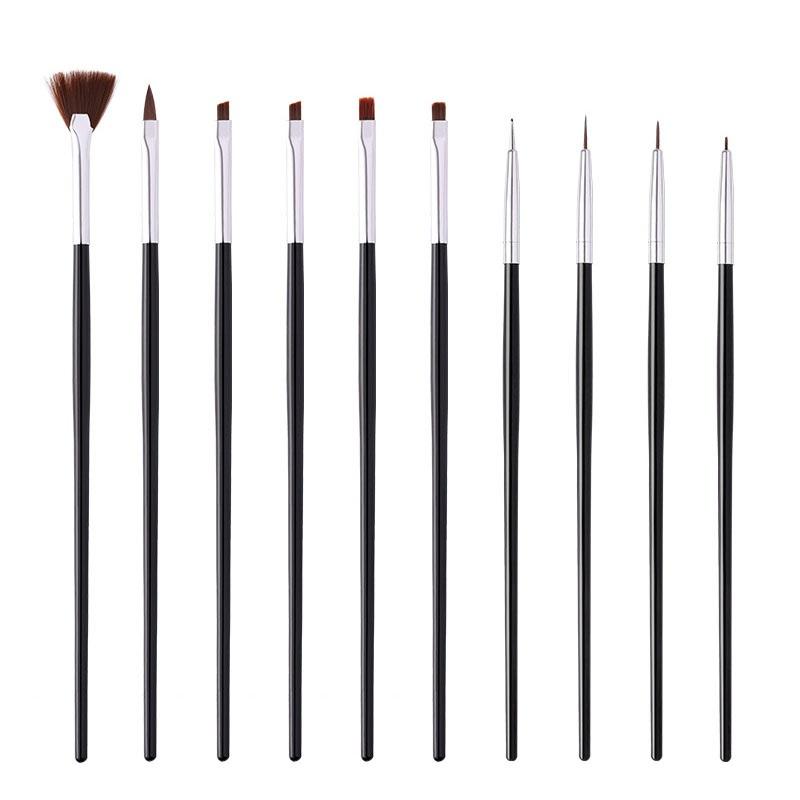 

YIKOOLIN Nail Art Tool Set 10 Pcs Nail Paint Brushes for Nail Detailing Brush Cleaning Finger Nail Dotting Tools чёрный