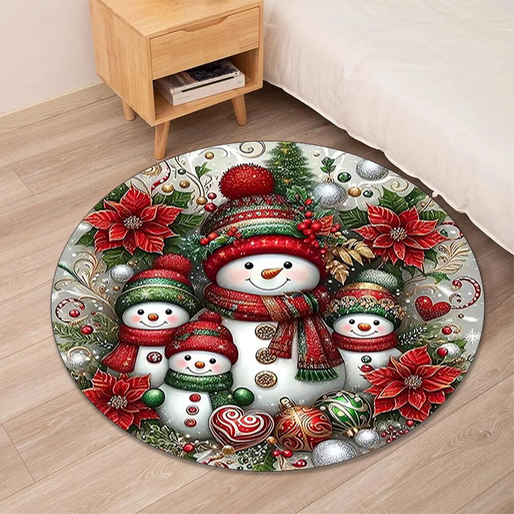 Christmas Printed Round Rug Carpet Chair Rug Area Rug Entryway Doormats,for Office Chair Living Room Bedroom Kitchen Room.