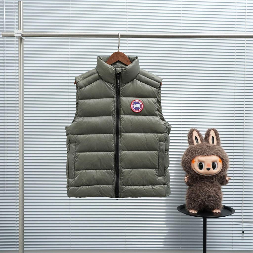 Męski błyszczący puch gęsi kamizelka ze stójką - Ciepła, gruba, bezrękawnik odzież wierzchnia na jesień/zimę.