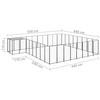 VidaXL Black Kennel 20.57 M² Steel Enclosure for Puppies Outdoor Dog Cage 3082228