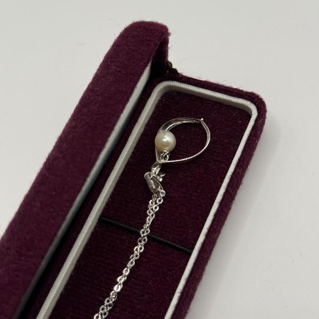 Used TASAKI SHINJU Freshwater Pearl 6mm Bead Design Necklace Pendant Silver SILVER Gem Jewelry Accessories Wedding Party Formal [Used]
