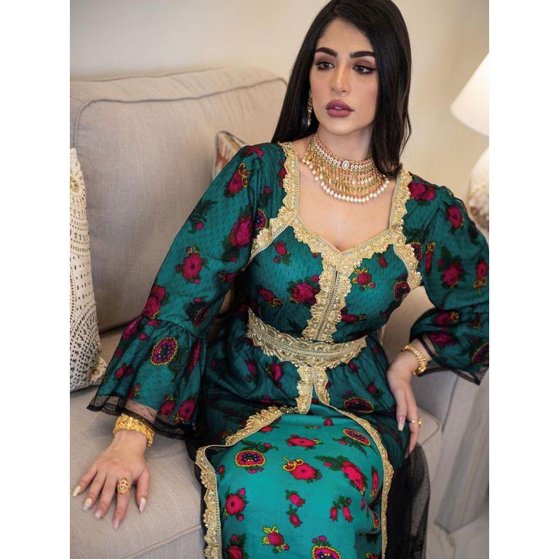 Middle East Ethnic Print Dubai Gauze Dress