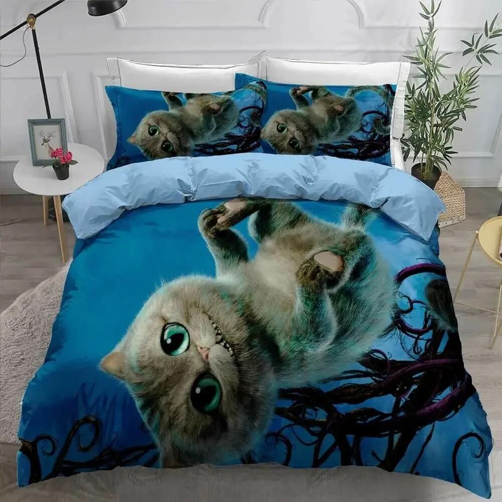 3D Printed Cheshire Cat Bedding Set Duvet Cover Bedroom Comforter Covers Single Twin King Size Quilt Cover Home Textile 2/3Pcs
