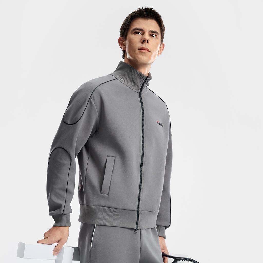 Fila Tennis Fashionable Personality Trend Classic Retro Sports Casual Versatile Comfortable Loose Knit Jacket Men Jacket Dark-Reef-Gray A11M613515FDY