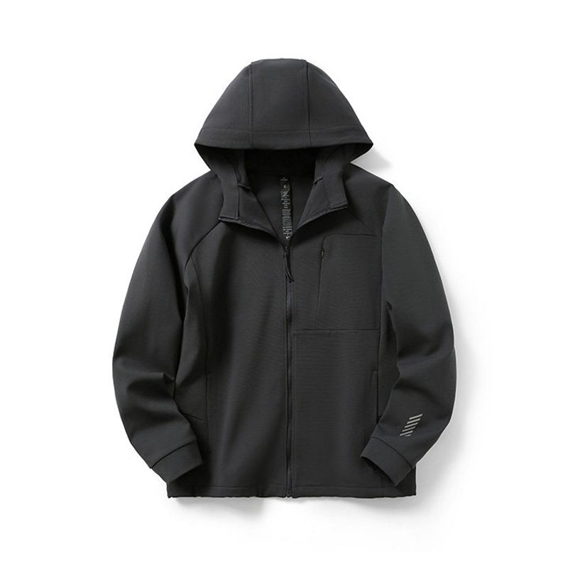 Outdoor Sport Cardigan Outwear Men s Spring and Autumn Hooded 2024 New Arrival Casual Jacket Export Men s Quick-Drying Tops Black M