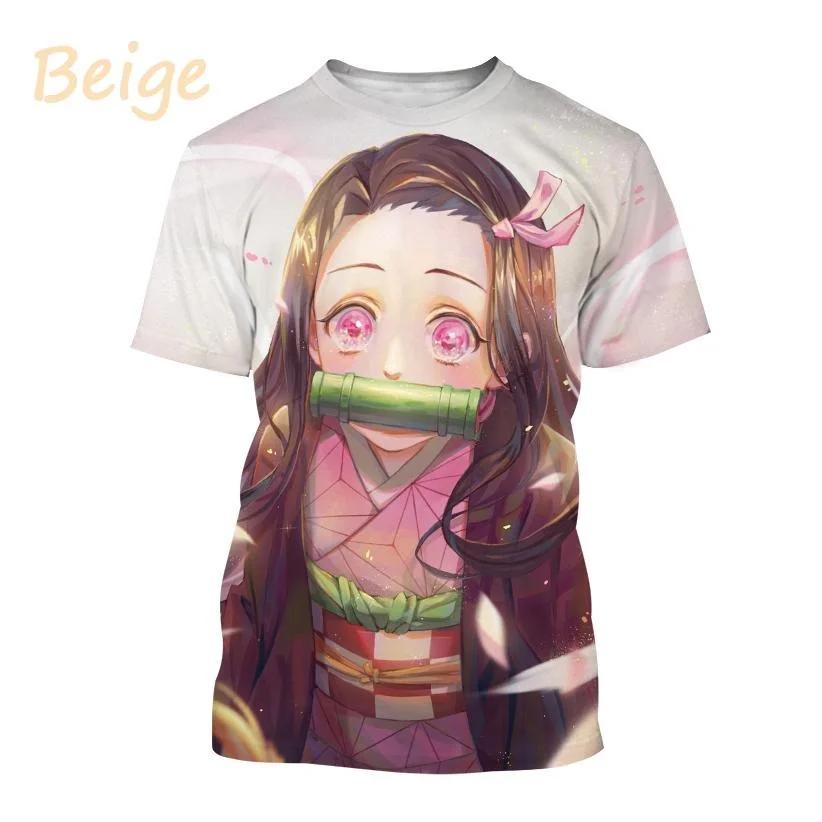 Demon Slayer Anime Character Collection 3D Printing Harajuku Style Nezuko Mitsuri Shinobu Kanao Unisex Short-sleeved Top