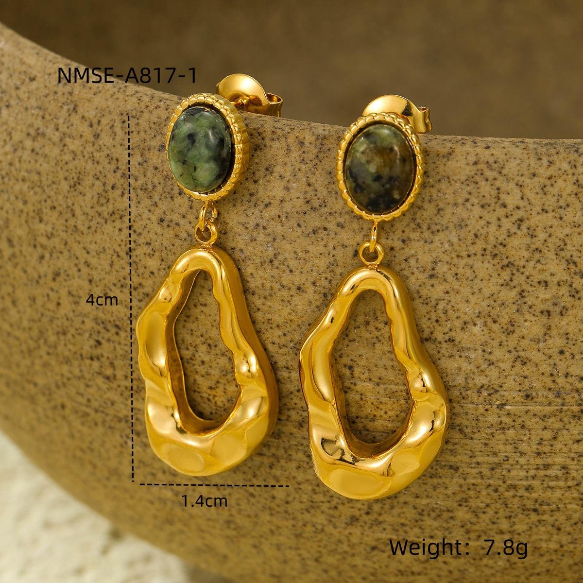 GEMCHIC Women s Stainless Steel Geometric Inlay Turquoise Natural Stone Stud Earrings