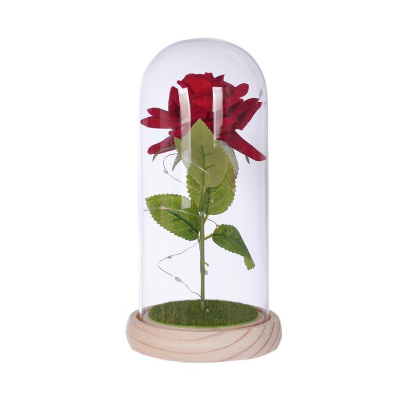 Glass cover simulation rose ornament, creative mother's Valentine's Day gift, immortal flower night light