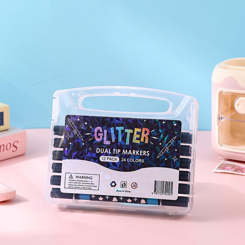 Double-Ended Glitter Highlighter & Starlight Ink Marker Pen