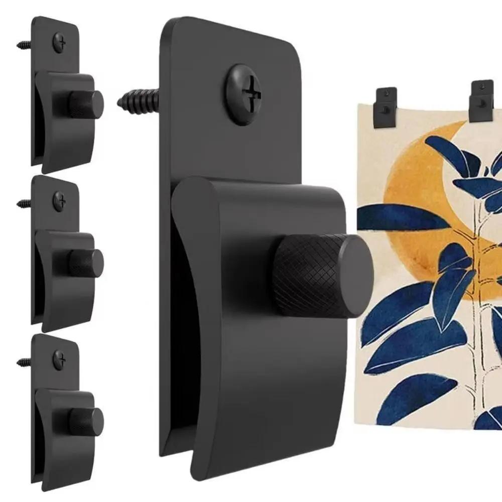 

4PCS Metal Blanket Wall Clips Strong Hold Black Hanging Carpet Clamps Easy Install Multi Functional Screws Tapestry Display Home Black