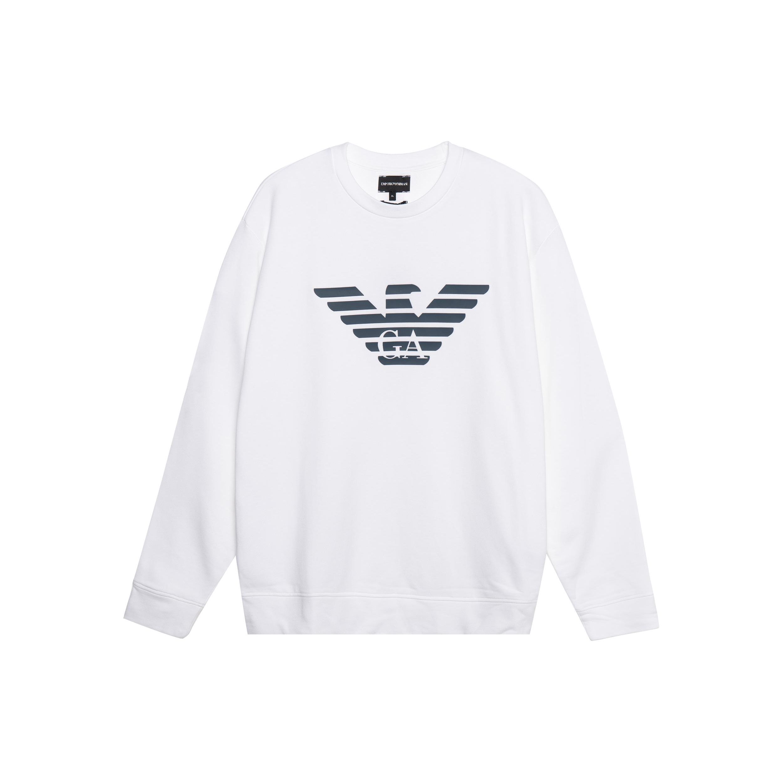 Emporio Armani FW21 Logo Print Solid Sweatshirt Men sweatshirt White 8N1MR6-1JRIZ-F108 L