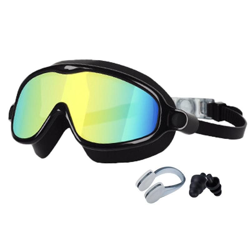 Children's Large Frame Swim Goggles with Nose Cover, Waterproof Anti-Fog, for Boys and Girls