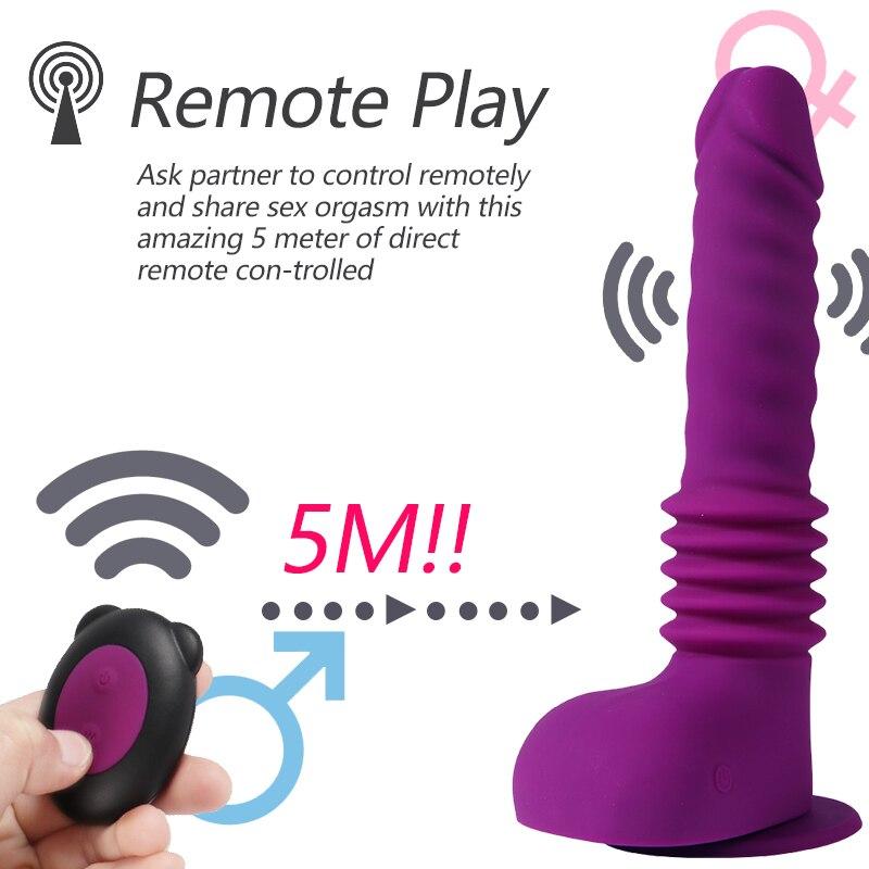 Dildo s vibrátorem na dálkové ovládání s přísavkou Teleskopická erotická hračka s velkým penisem pro ženy Stimulace bodu G pro ženskou masturbaci