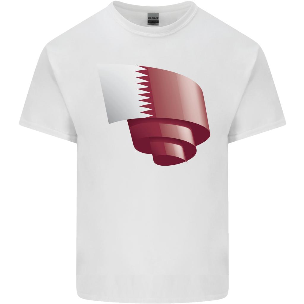 Curled Qatar Flag Qatari Day Football Unisexs Light Cotton TShirt