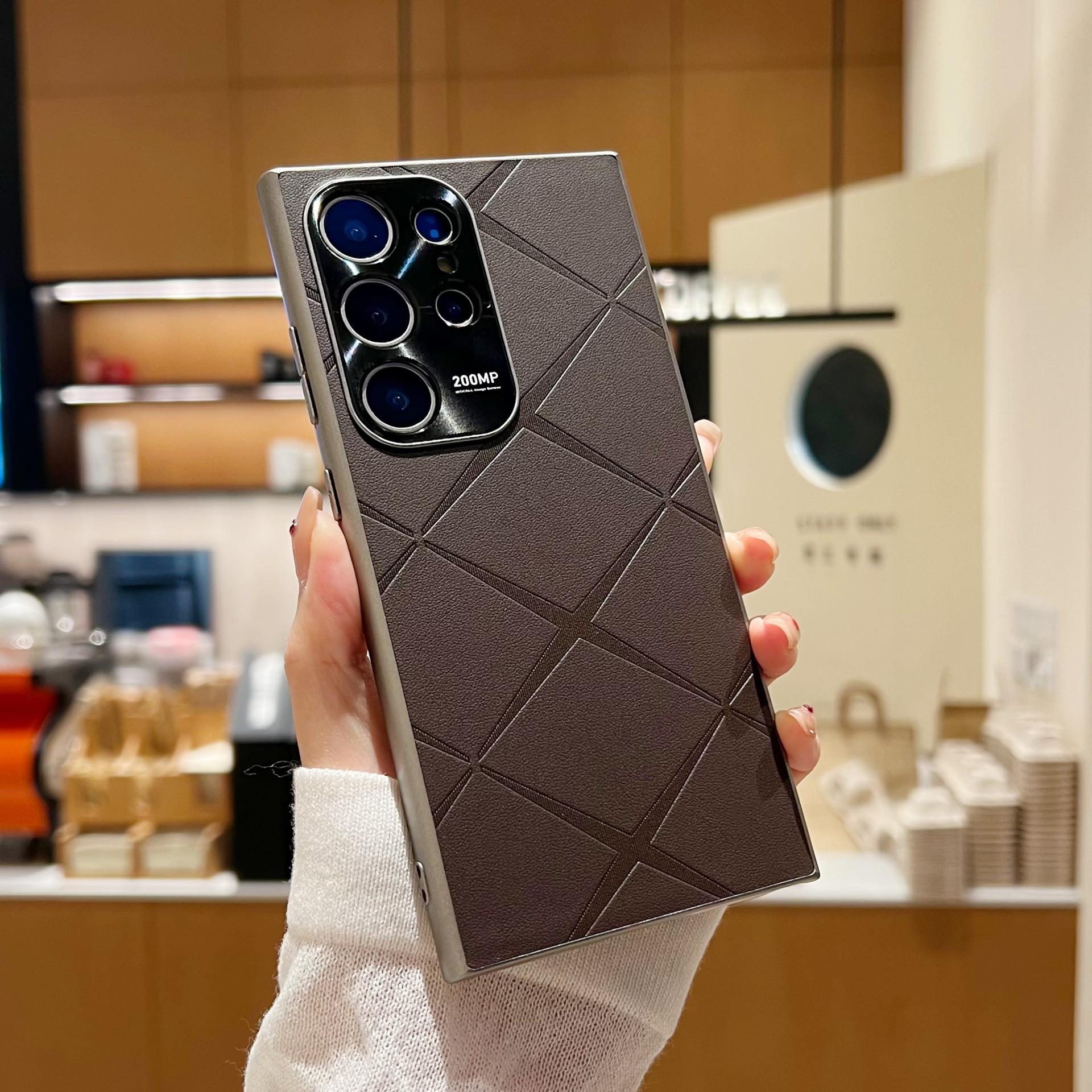 

Suitable for Samsung S24ultra Diamond shaped Mobile Phone Case S23 Anti Fall S22 with Metal Lens Ring Protection Case S24 ULTRA