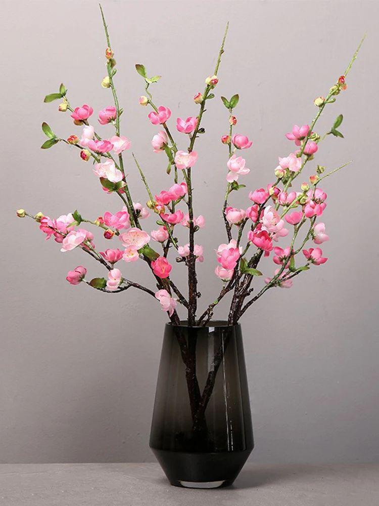 Artificial Cherry Blossom Flower Branches Silk Peach Spring for Wedding Decoration Plum Blossom Wedding Arrangement Accessories