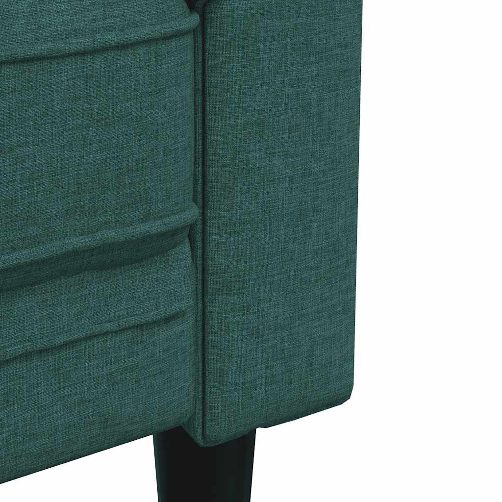 Chesterfield Sofa 3 Seater Dark Green Fabric