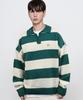 GRAVER [Unisex] Flower Dot Embroidered Striped Collar Knit_Green