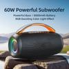 60W Portable BT Speaker, Powerful Subwoofer, 8000mAh Rechargeable Battery, RGB Lights, Deep Bass Sound Box, IPX6