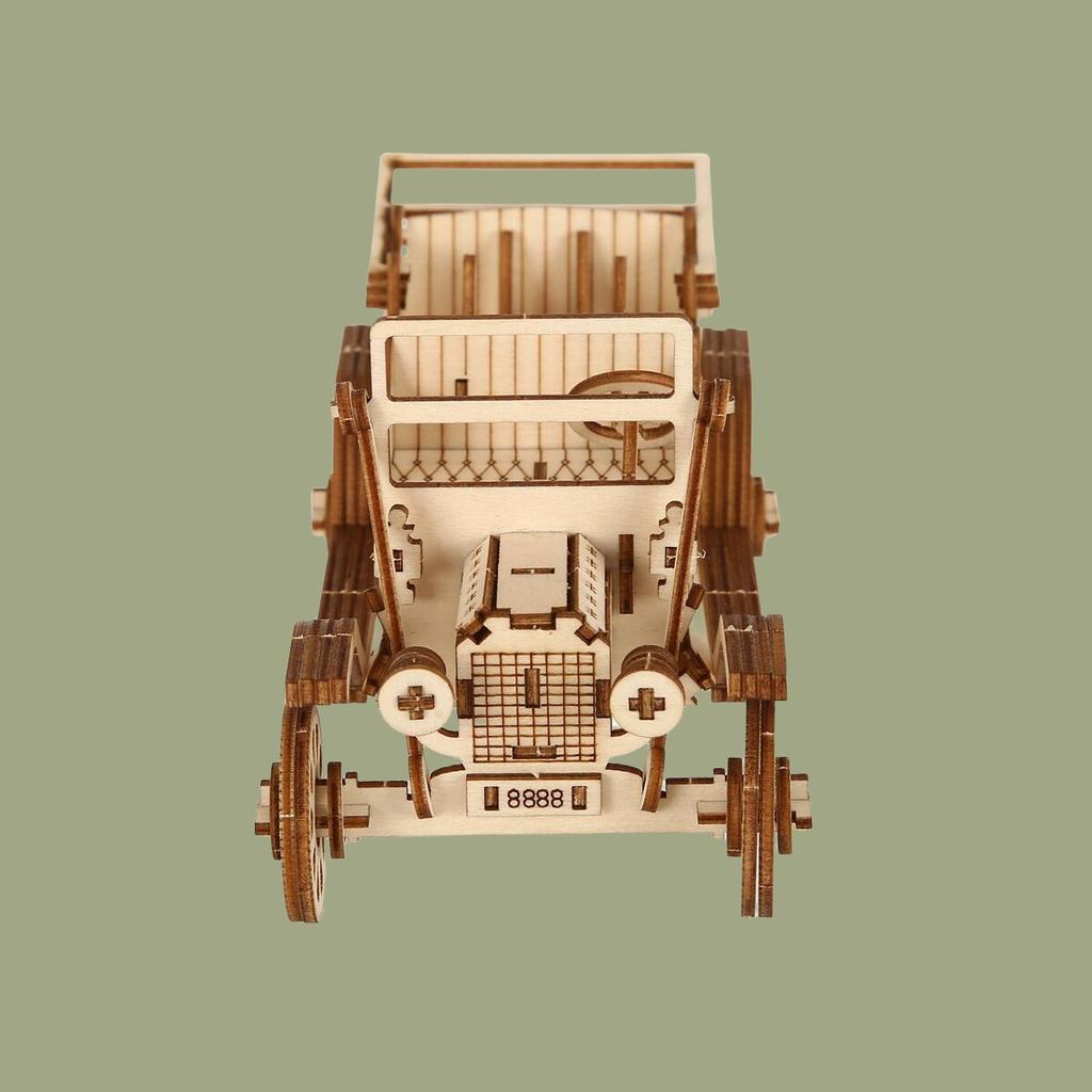 Build Your Own Classic Car 3D Wooden Puzzle Model Kit - a Fun and Educational DIY Gift