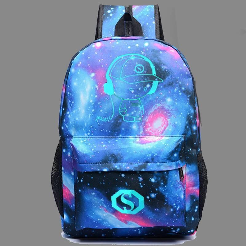 Music To Listening People Prints Luminous Backpack Colorful Schoolbag Unisex Bag