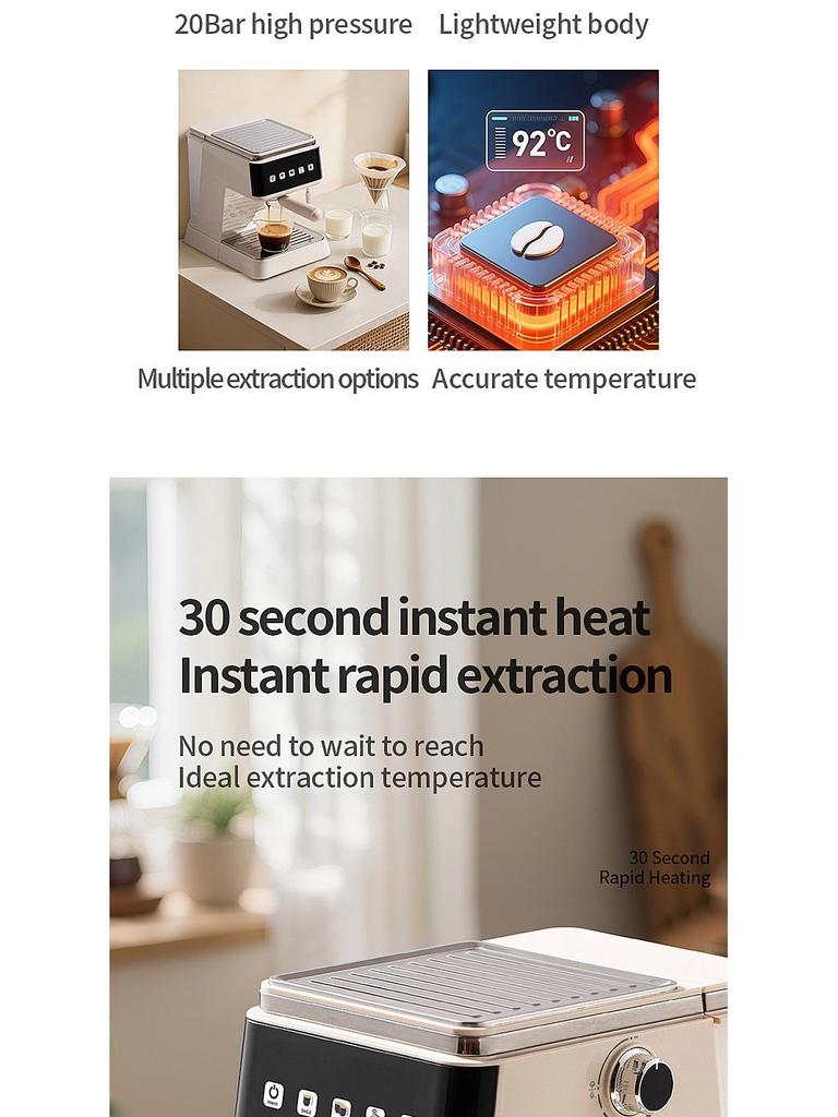 Nowy włoski półautomatyczny ekspres do kawy z ekstrakcją pod wysokim ciśnieniem i spieniaczem do mleka do użytku domowego