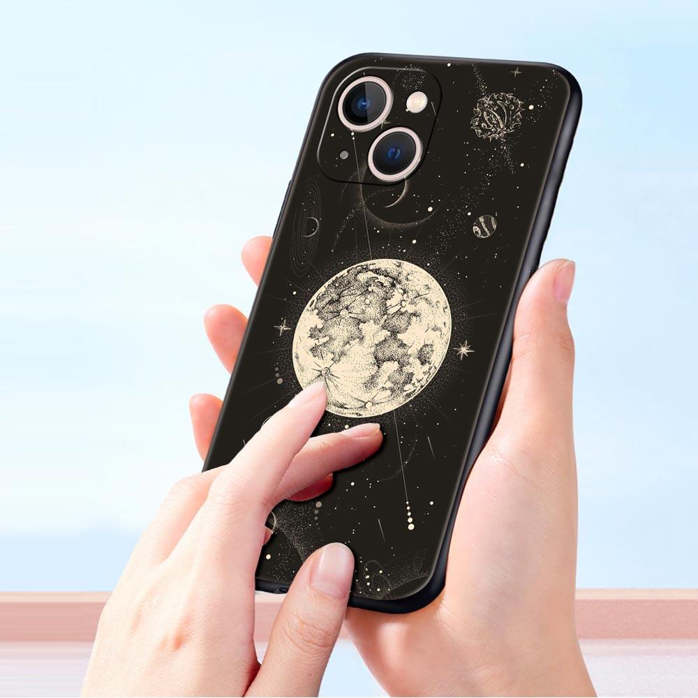 Funny Sun Moon Angel Eyes Luxury Phone Case For iPhone 11 14 15 Pro MAX 12 13 Mini 7 8 Plus X XR XS SE Shockproof Cover Funda