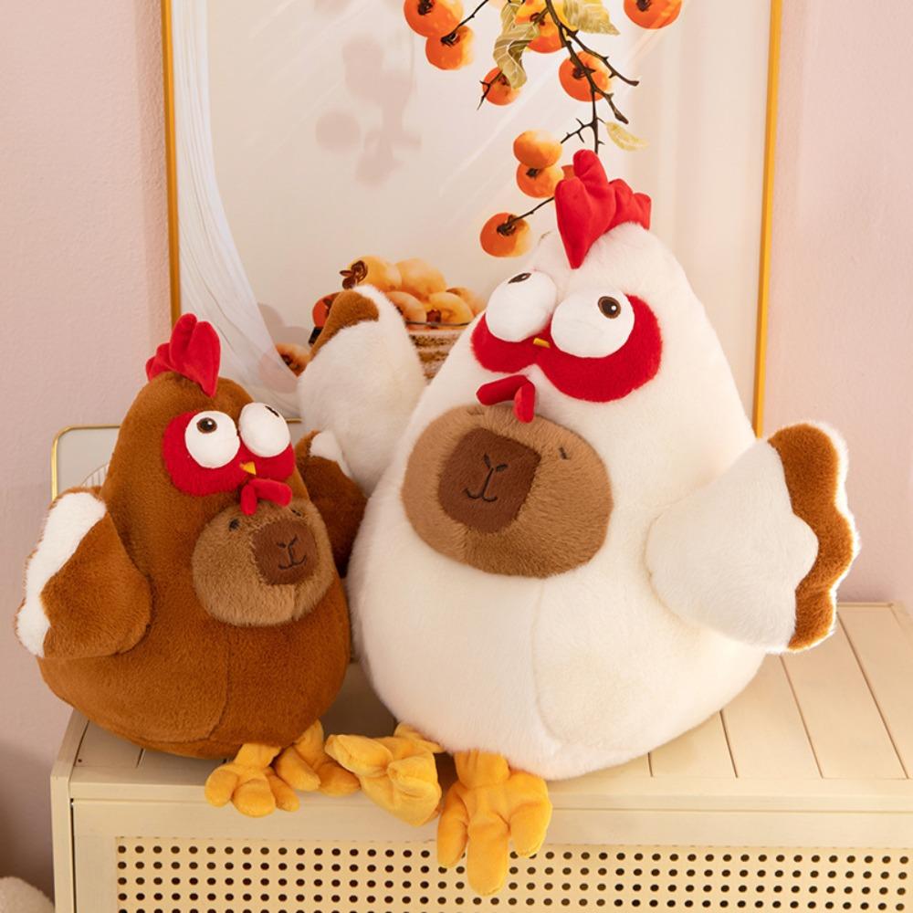 Fluffy Chicken Capybara Cotton Doll Hen Capybara Stuffed Doll  Christmas Gift