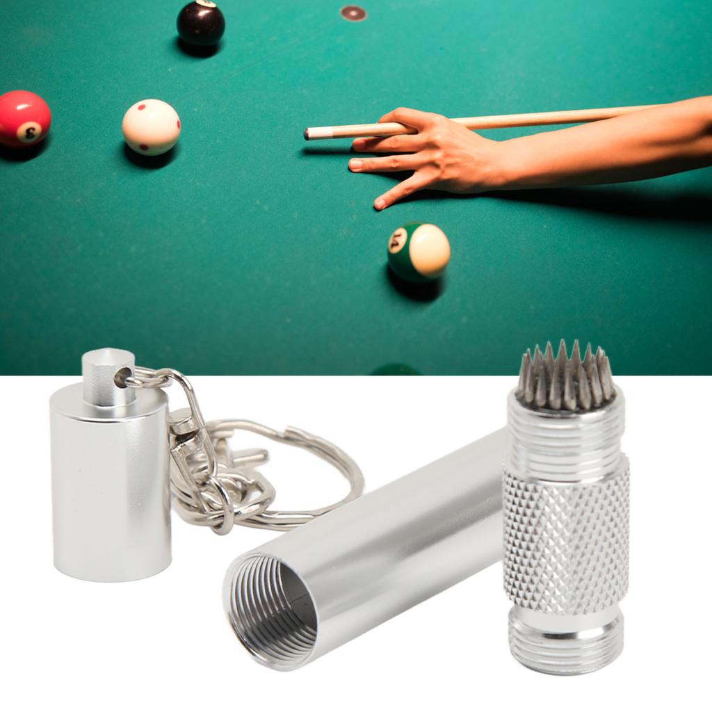 Cue Tip Pricker Tool with Key Chain 6063 Aluminum Prick Storage 2 In 1 Prevent Slip Billiard Cue Tip Pick