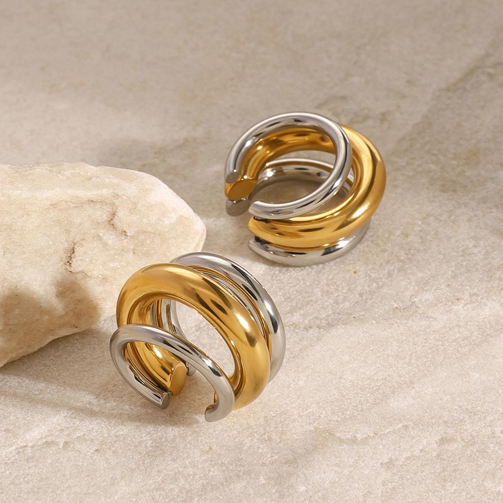 Youthway Stainless Steel Gold And Color Geometric C-Shaped Ear Clip For Unisex Anti Allergic Trendy Charm Jewelry Party