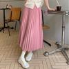 High Waist Thin Section Thin Drape Feeling Small Medium Length A Word Crinkle Skirt Chiffon Through Pleated Half Body Skirts